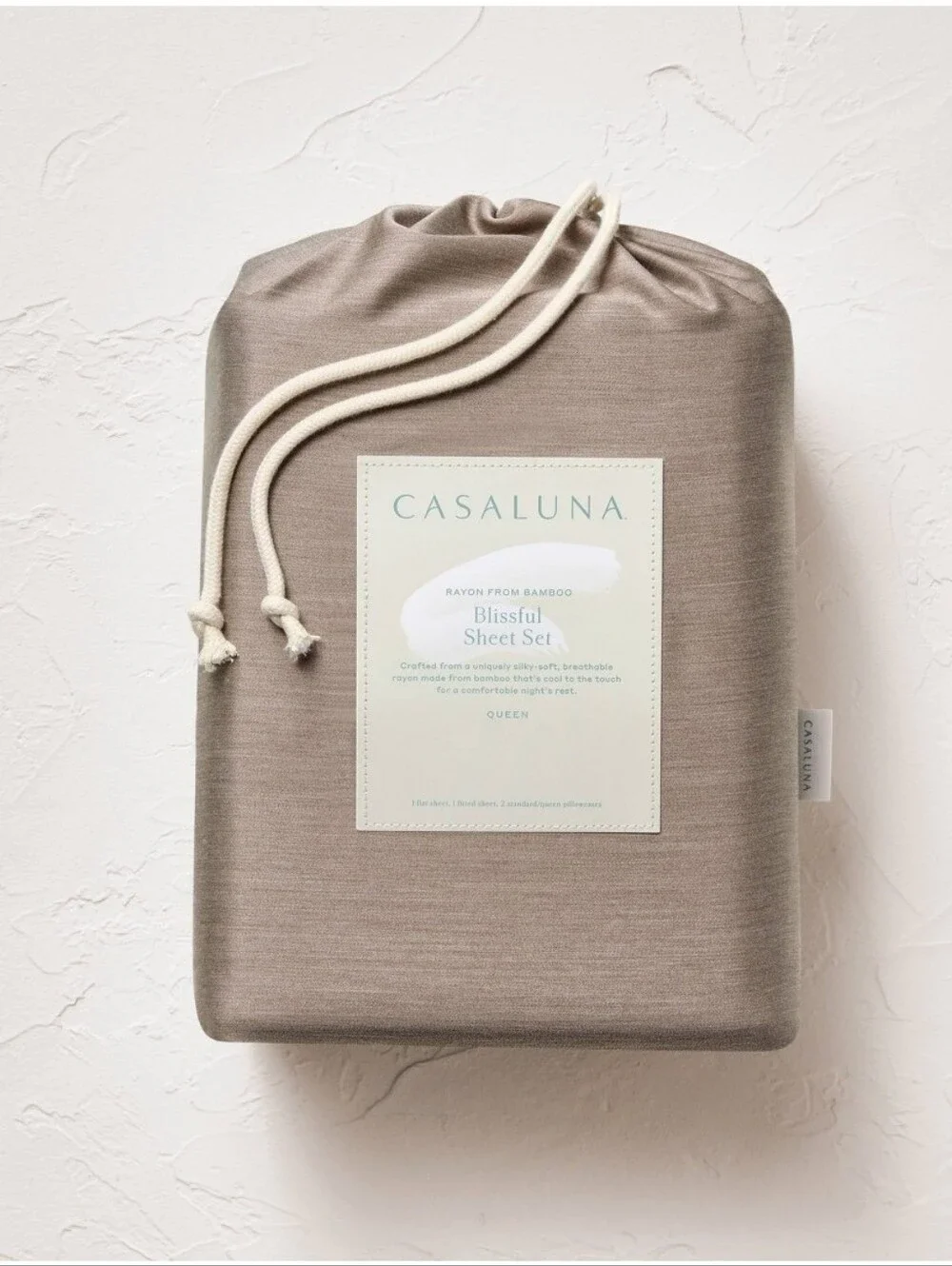 Casaluna Queen 400 Thread Count Rayon from Bamboo Sheet Set Fig Brown